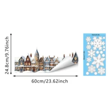 1 pieza Decoración navideña para ventana, Patrón de casa de Papá Noel y bosque, Pegatina de vinilo con adherencia estática, Calcomanía removible para vidrio, Fácil de aplicar, Decoración del hogar - Multicolor - Ver 15
