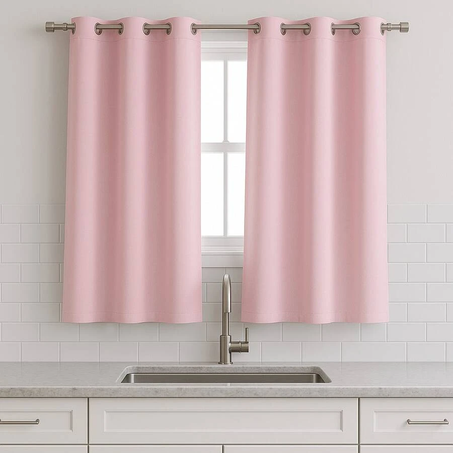 Kitchen Window Curtain – Lightweight Fabric, Quick Drying, And Quality Finish - Pink - View 1