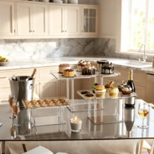 Tavă de afișare a deserturilor din acril transparent multistrat, potrivită pentru afișarea dulciurilor de Ramadan, afișarea brutăriei, masa de deserturi pentru nunți, petrecerea de acasă