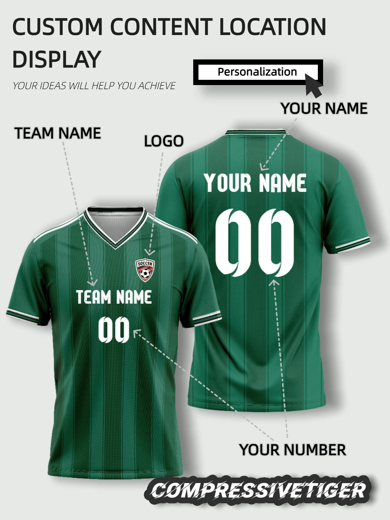 Men's Green Liverpool Football Jersey | Customizable Name And Number (Front/Back) | Quick-Dry Breathable Training Top | Suitable For Football, Volleyball, Fitness, Casual Wear | Green - Army Green - View 1