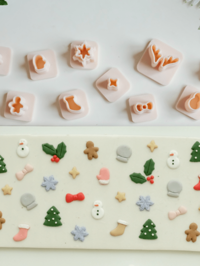 Christmas Series Mini Polymer Clay Molds, Embossed Bow, Holly Leaf, Tree, Star, Gingerbread Man, Reindeer Antler, Snowglobe, Socks, Gloves, Snowman, Snowflake Shape Clay Cutters For Pendant & Earrings Making, Winter Themed Clay Molds For Jewelry Maker