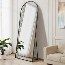 Vortisys Black Full-Length Mirror, 160 * 50 Cm, Wall-Mountable Standing Mirror With Curved Aluminium Alloy Frame, Tempered Shatterproof Design, HD High-Definition Glass. Suitable For Hallways, Living Rooms, And Dressing Rooms - Black - View 4