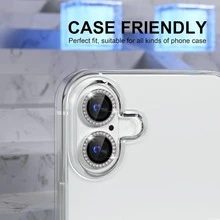 一套闪光钻石水钻相机镜头保护膜，适用于 12/12 Mini/12 Pro/12 Pro Max、 13/13 Mini/13 Pro/13 Pro Max、 11/11 Pro/11 Pro Max、 14/14 Puls/14 Pro/14 Pro Max、 15/15 Puls/15 Pro/15 Pro Max，镶嵌仿钻装饰相机盖钢化玻璃保护膜，彩色仿钻