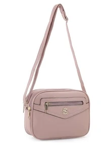 Elegance Women's Crossbody Bag With Front Pocket And Gold Detail - Màu xanh hải quân - Xem 8