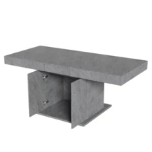 Extendable Dining Table, L140/180*W80*H76cm, Dining Table With Storage, Rectangular Dining Table, Leisure Coffee Table, Multifunctional Space-Saving Dining Table, Automatic Telescopic Table, White - Gray + Particle Board - View 9