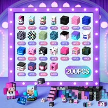 48/100/200/300片磁性积木，0.78英寸，矿业世界磁性积木，动漫人物角色扮演，哥特音乐女孩心形系列益智魔方玩具套装，STEM教育感官玩具，2025年圣诞节、万圣节、生日送给3岁以上男孩女孩的最佳礼物 - 彩色 - 查看 11