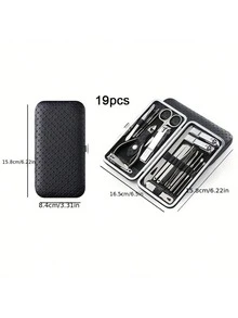 1set/19pcs Complete Nail And Foot Care Kit, Classic Stainless Steel Straight Edge Nail Tools - Odorless, Ideal For Home And Travel