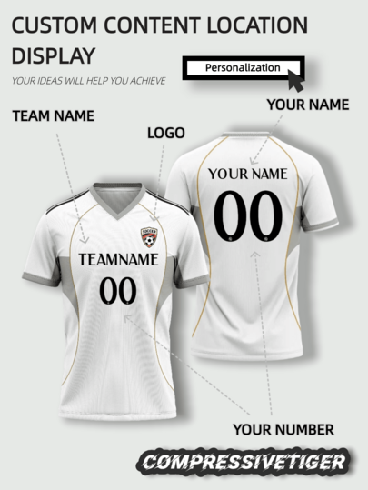 Customized White Madrid Training Jersey - Personalize With Name And Number - Breathable Quick-Dry Sportswear - Madrid Style Design - Suitable For Football, Volleyball, Casual Sports Summer