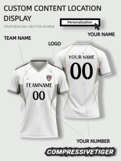 Customized White Madrid Training Jersey - Personalize With Name And Number - Breathable Quick-Dry Sportswear - Madrid Style Design - Suitable For Football, Volleyball, Casual Sports Summer