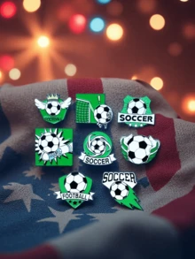 1/4枚2026世界杯必备合金徽章和胸针 - 时尚配饰，适合足球爱好者装饰服装、背包和帽子。#足球元素徽章 #时尚配饰徽章，记录球场上的激动时刻，完美的球迷聚会和庆祝活动小礼物。 - 多色-A - 查看 6