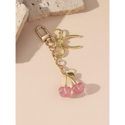 1pc Unisex Pink Cherry Blossom Keychain Chic Bowknot Pendant Luxury Refined Bag Charm Halloween Valentine's Day Valentines Gift Souvenir Car Accessories School Cute Goth Y2k