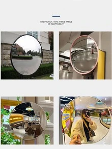 单包装户外停车亚克力凸面镜，360°广角高清车库盲点安全镜 - 防水防污，室内/室外均可使用，高分辨率凹面设计，适用于家庭、商店、停车场、仓库和办公室 - 圆形可调节支架便携式塑料凸面防盗镜，适用于交通学校、社区和街道安全 - 彩色 - 查看 9