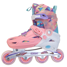 SHOLOV 时尚运动型女士户外直排轮滑鞋，尺码 30-41。轻便、高回弹、可调节，配有可拆卸鞋套、足弓支撑记忆功能、良好的制动性能、闪光 PU 轮，以及加固的 PP 铝合金框架，有效防止脚踝扭伤。适合初学者。