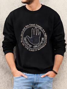 Mens Vintage Body Glove Sweatshirt – Brown Pullover With Iconic Surf Logo, Retro Hand Graphic, Unisex Streetwear, Large, Size L Sweatshirt - 黑色 - 查看 1