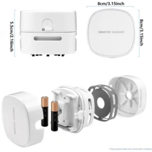 迷你桌面吸尘器，360°旋转桌面清洁工具，电池供电款（不含电池），用于吸除桌面上的小物件和碎屑，清洁抽屉台面等物品。 - 彩色 - 查看 11