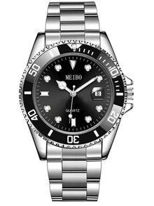 1 件绿水鬼设计男士石英腕表，时尚钢带 - 銀色 - 查看 5