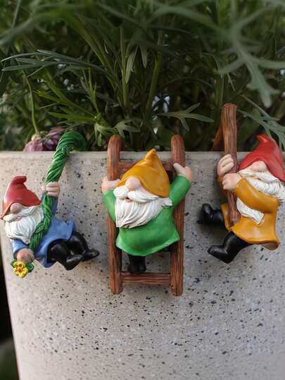 Cute Garden Gnome Hanging Decorations - 1 Whimsical Resin Gnomes With Vibrant Colors & Handmade-Look Design, Perfect For Plant Pots, Fairy Garden Ornaments, Outdoor & Indoor Miniature Figurines For Patio, Yard, Home Decor, Ideal Gifts For Garden Enthusiasts And Gnome Collectors