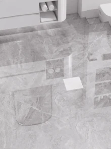 仿大理石地板砖简约自粘墙纸，DIY即撕即贴，防水、防滑、耐磨装饰地板贴纸，适用于厨房、浴室、卧室、客厅、餐厅和家具翻新（15.7英寸 x 196.8英寸） - 彩色 - 查看 5