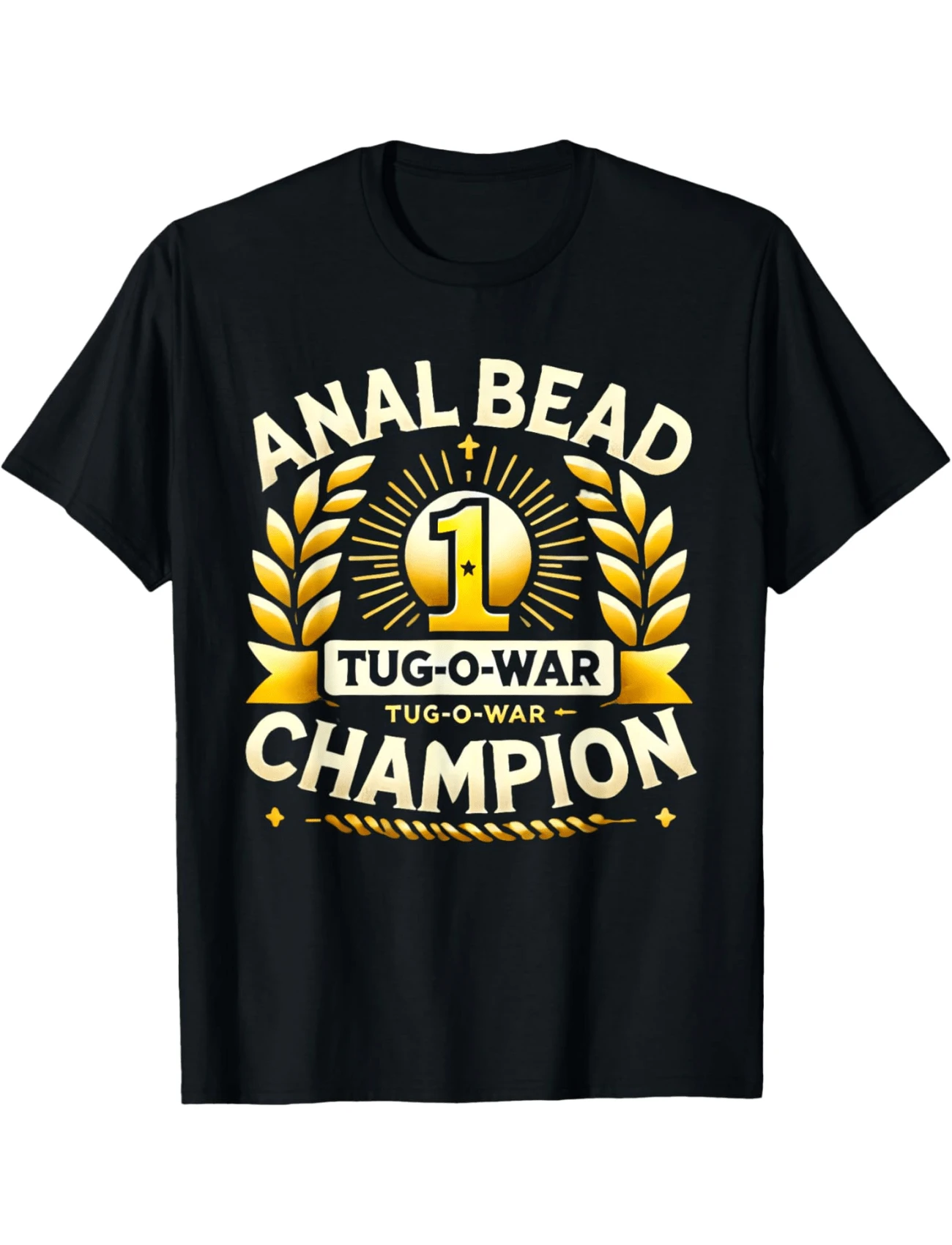 Bead Tug O War Champion Funny Saying Adult Humor Men Women Graphic Print Tee,Unisex Cotton Casual T-Shirt - màu đen - Xem 1