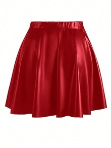EARO Women's Metallic Pleated Mini Skirt - Bright Red - View 2