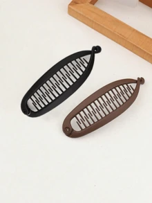 2件組 11.5cm 塑料磨砂純色魚尾夾，優雅垂直馬尾香蕉夾，休閒純色馬尾夾，適合日常通勤、職場、時尚搭配，聖誕襪填充禮物，女性聖誕襪填充禮物，禮物，頭飾配件 - 彩色 - 查看 10