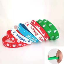8pcs Christmas Party Silicone Bracelets Wristbands Festival Celebration Gift Wristbands