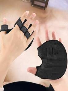 1 Pair Black 4-Finger Fitness Gloves For Deadlift, Bench Press, Pull-Ups, Dumbbell Workout, Anti-Slip & Wear-Resistant, Protect Hands - Multicolor - View 5