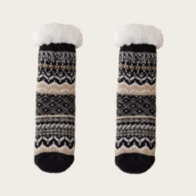 女士保暖加厚中筒袜，秋冬季保暖防滑，内里柔软舒适，略微紧身。 - 彩色 - 查看 12