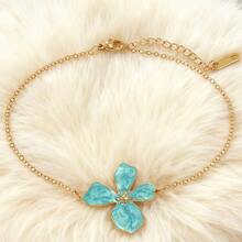 1件装自然风不锈钢手链，饰以鸡蛋花图案，适合女性日常佩戴或休闲场合。 - 金黃色 - 查看 6