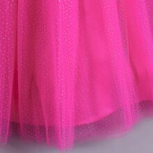 女童蝴蝶结薄纱公主裙短袖派对选美生日婚礼花童连衣裙 - 玫紅色 - 查看 7