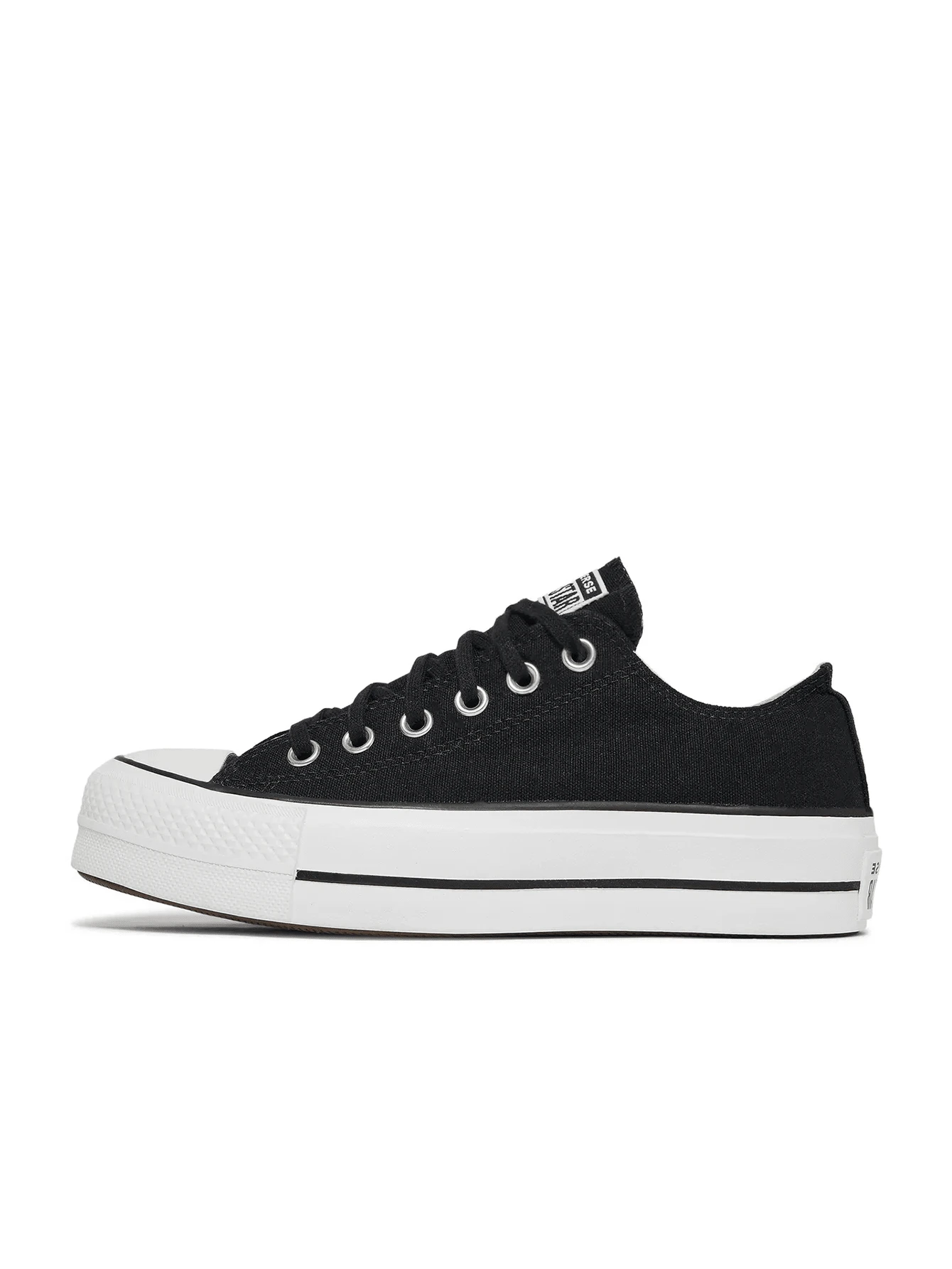 Converse All Star 女士厚底帆布运动鞋,透气舒适,适合跑步、步行、上学和日常穿着,黑白褪色,二手,7码,560250C - 黑色 - 查看 1