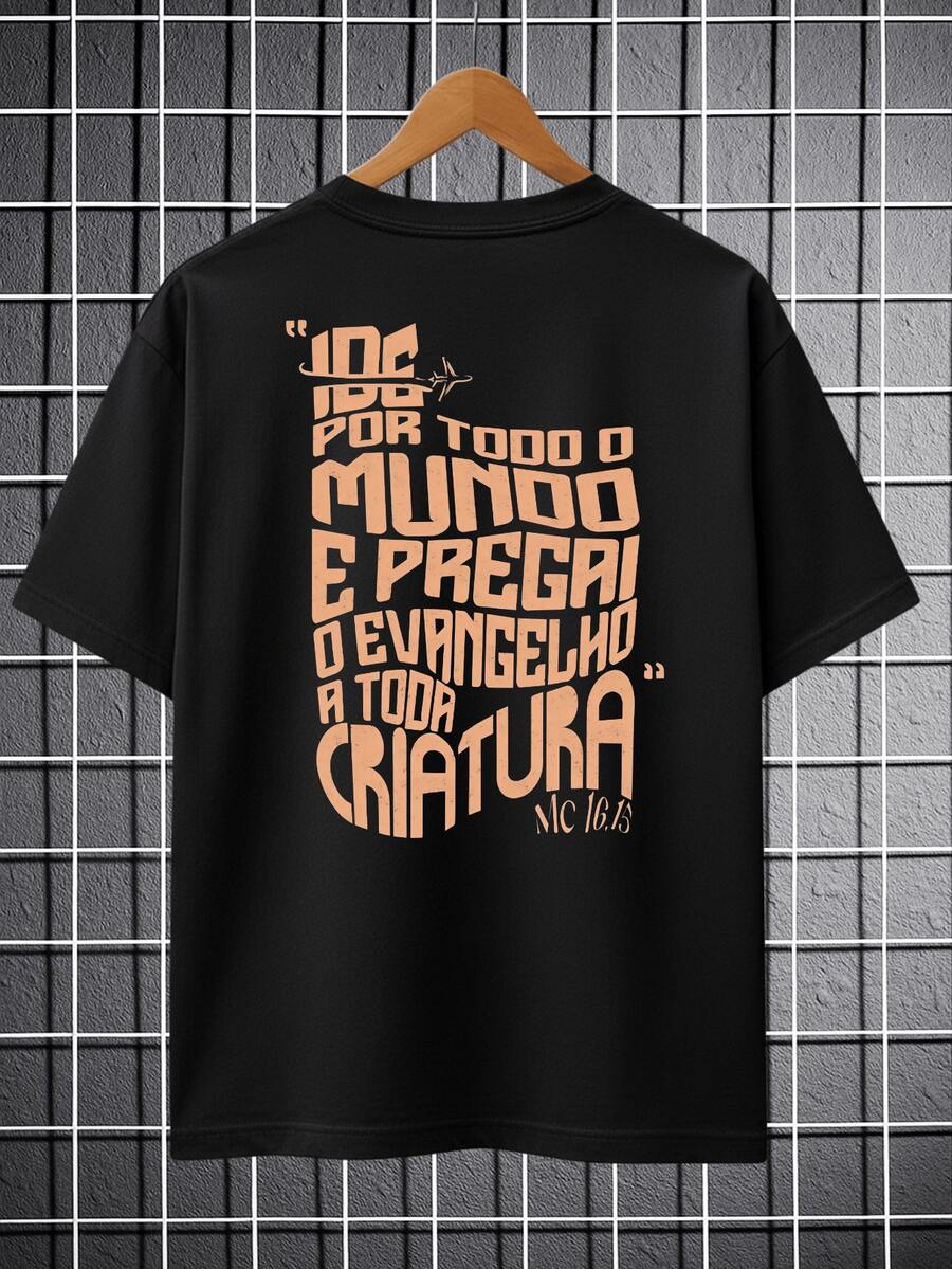 Christian Religious T-Shirt, Bible Verse, Go Into The World, God, Jesus, Believer, Catholic Church, Evangelical, Unisex Shirt/Blouse, Men's/Women's, 100% Cotton, Premium Top, Streetwear, New Release, Immediate Shipping, Various Colors, Black And White!! Plus Size - 黑色 - 查看 1