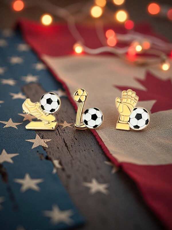 1/3pcs Essential Alloy Pins For The 2026 U.S., Canada, And Mexico World Cup Viewing-Fashion Accessories For Soccer Fans: Pins, Backpacks, Hats, And More. #SoccerElementPins #FashionAccessories Soccer Shoes, Gloves, Trophies, And Football-Shaped Pins. Perfect Small And Elegant Gifts For Fan Parties And Celebrations.
