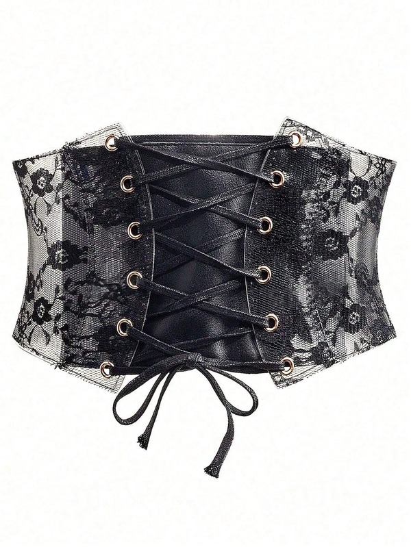1pc Women's Dark Fashion Vintage Elastic Waist Cincher, Suitable For Halloween Night Party Or Daily Wear