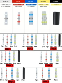 Heat-Shrink Welded Sealed Wire Connectors, High-Quality Waterproof, With Solder Rings For Secure Durability, Straight-Through Electrical Terminals, Suitable For Marine, Automotive, Truck, And Electrical Applications, DIY Insulated Wiring.