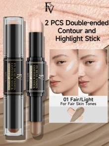 FV Waterproof Highlighter Stick - Warm Tone Dual-Ended Highlighter & Contour Stick, Nose Shaping, Multi-Purpose Makeup Stick, Brand Cosmetics, Face Makeup, Designed For Women & Girls, Perfect For Y2K Dreamy Fashion In Autumn/Winter, Birthday & Christmas Party Gift, Excellent Color Payoff - #01FairLight - View 2