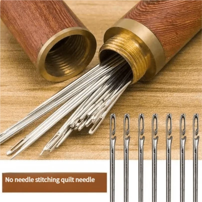 30 Side-Opening Hand Sewing Needles With Mahogany Storage Bottle, No Need To Thread, Home Life, Portable Storage, Fashion Sewing, Handicrafts And Sewing, Sewing Needles