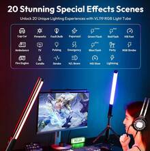 Varita de luz de mano, 360° RGB LED para fotografía, tubo recargable de 3300 mAh para grabación de video, luz de cámara regulable de 2500-9000 K con LCD - Unitalla - Ver 4