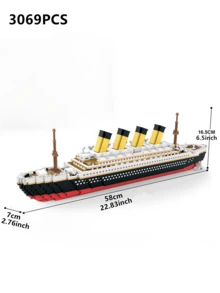1pc Classic Luxury Cruise Ship Large Scale 3D Assembly Puzzle Model, Creative DIY Stress Relief Building Blocks, Collectible Desktop Decor, Birthday/Halloween/Christmas Gift - Multicolor - View 8