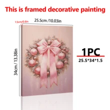 1 pieza, Guirnalda rosa festiva, arte de pared, decoración navideña de pared, arte de pared suave de invierno, póster navideño adorable y femenino, perfecto para Navidad, ideal para decoración de habitación, decoración navideña del hogar, arte de pared, pósteres, arte de pared con marco - Lienzo (marco opcional)
