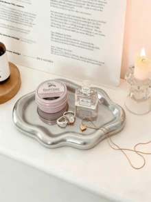 1 pieza Bandeja de joyería creativa irregular, material de resina, regalo de fiesta, bendición de cumpleaños, suministros para fiestas, regalo para novio o novia, bandeja de joyería, decoración del hogar, adorno colgante, bandeja decorativa, bandejas decorativas (sin contacto con alimentos), bandeja de mármol blanco, bandeja de mármol para el hogar, bandeja de mármol redonda, bandeja redonda, bandeja de accesorios, bandeja de decoración del hogar, bandeja para novio/novia - Multicolor - Ver 3