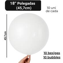 Bubble 18 Inch Kit (10 + 10 Balloons) 18 Inch Latex Party Decoration - Blanco - Ver 3