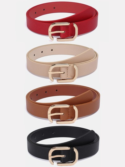 1pc Solid Color Casual PU (Polyurethane) Decorative Belt For Women, Suitable For Everyday Wear