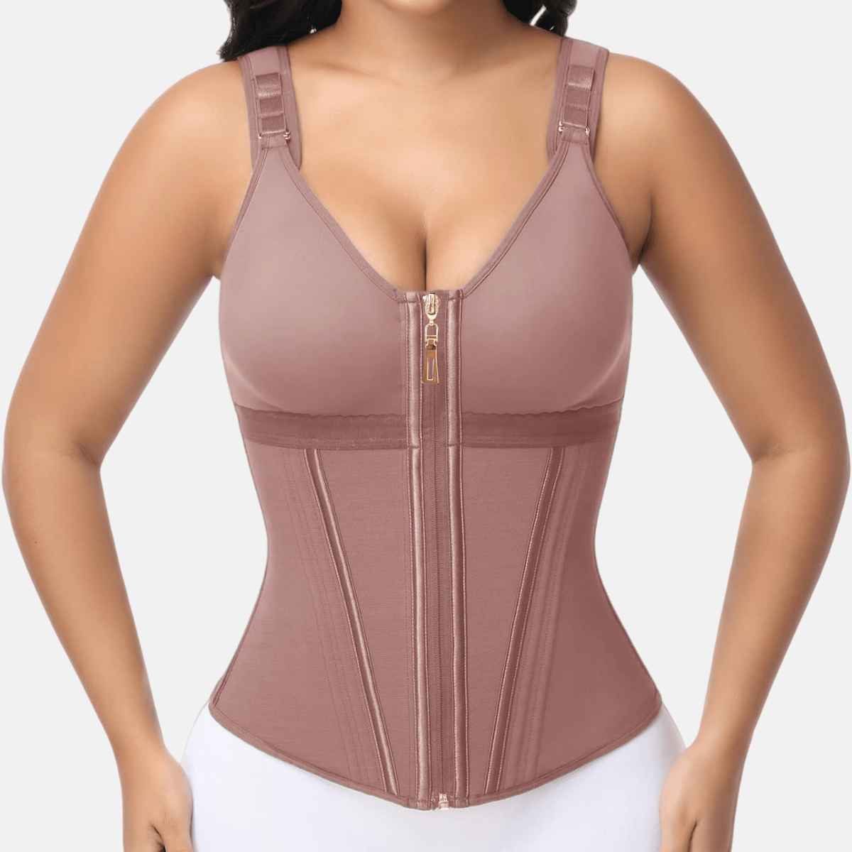 Faja reductora para mujer, ropa interior moldeadora posparto, diseño con cierre de cremallera y gancho, cinturón de fitness deportivo para mujer, ro