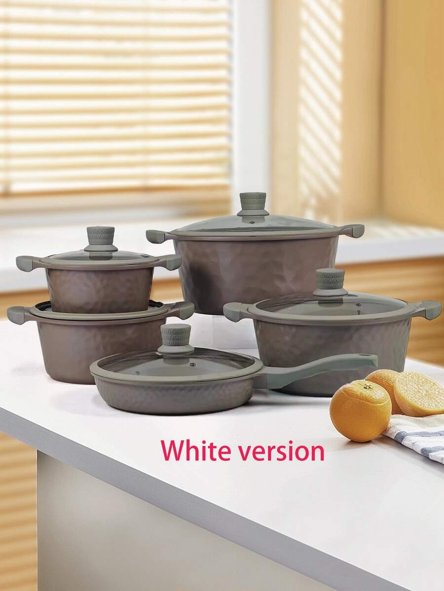 2-10pcs Anti-Scald Non-Stick Pan Aluminum Pot Die Casting Cover Multi-Purpose Kitchen Set,Suitable For Home Kitchen Cooking Pot And Frying Pan,Be Applicable To Gas And Electromagnetic Stove