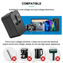 1pc/2pcs Universal Travel Adapter, Dual USB Ports, 110V-240V Input, EU/US/UK/AU Plugs, Surge Protection, Suitable For Over 150 Countries, Essential For Business Trip And Travel - View 6