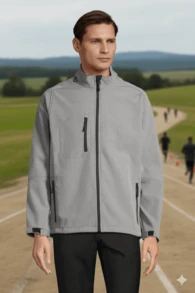 THEGEWA Men's 340gsm Softshell Thermal Jacket With Fleece Lining, Functional Design And Full Zip, 11 Colors Available, Perfect For Outdoor Use And Customization - Available S To 3XL - MARNAULA - Grey - View 2
