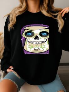 Woody And Buzz Sugar Skulls Print 11x14 Print Sweatshirt - 黑色 - 查看 2