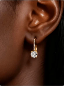 Ladies' Earrings, Elegant Earrings, Christmas Jewelry, Ladies' Christmas Jewelry, Thanksgiving Earrings, Crystal Earrings, Diamond Studded Earrings, A Mixed And Matched Diamond Studded Earring Designed With High Transparency Crystal Stone, Is An Economical Gift For Girlfriends/Seniors On Valentine's Day/Christmas/Thanksgiving, - Vàng - Xem 4