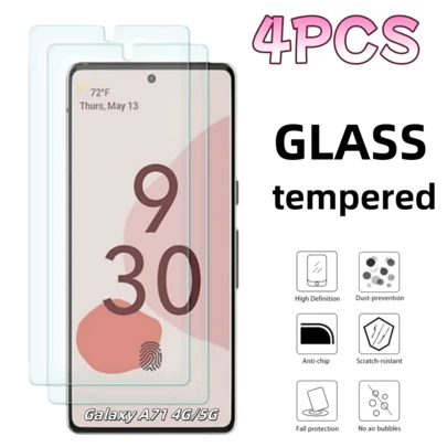 4片装高清钢化玻璃屏幕保护膜，防刮花，边缘光滑，防震，防碎裂，兼容三星Galaxy A13/A14 5G/A23/A34/A54/S24 FE/A54/A35/A15/A05s/S23 FE/S24FE/A06/A36/A56/A26及类似型号，高清晰度，无气泡，防刮花，全屏覆盖。